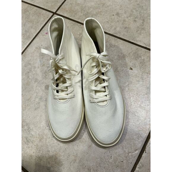 Everlane Off White The Forever Canvas High Top Lace Up Sneakers Sz W 10.5 M 8.5 - Picture 1 of 9